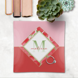 🍓赤&緑いちごグラデーションモノグラム トリンケットトレー