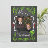 赤/緑のスクロール写真カスタマイズホリデーカード シーズンカード (スタンド正面)