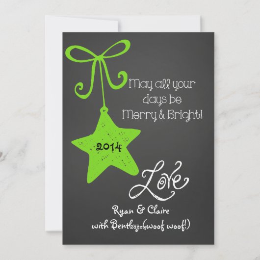 赤/緑のスクロール写真カスタマイズホリデーカード シーズンカード (裏面)