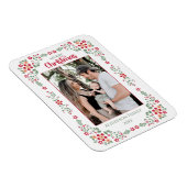 赤&緑のフローラフレームファミリーフォトクリスマス マグネット (右側)