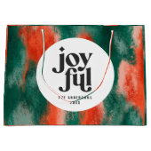 赤+緑のモダン抽象芸術の楽しい休日 ラージペーパーバッグ (正面)