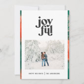 赤+緑のモダン抽象芸術の楽しい写真の休日 シーズンカード (正面)