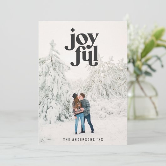 赤+緑のモダン抽象芸術の楽しい写真の休日 シーズンカード (スタンド正面)