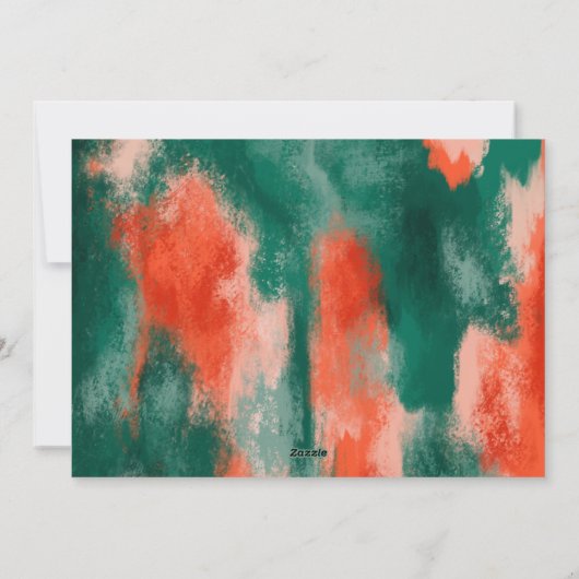 赤+緑のモダン抽象芸術絵を描写真の休日 シーズンカード (裏面)