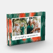 赤+緑のモダン抽象芸術絵を描写真の休日 フォトブロック (左)