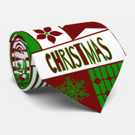 赤/緑の幾何学模様メリークリスマスタイ ネクタイ