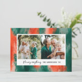 赤+緑の抽象芸術モダンシックな写真の休日 シーズンカード (スタンド正面)