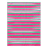 赤 – 緑の横ストライプの線パターン テーブルクロス (正面)