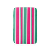赤 – 緑の横ストライプの線パターン バスマット (正面縦)