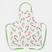 赤、緑の水の色キャンディーケーンのパターン エプロン (正面)