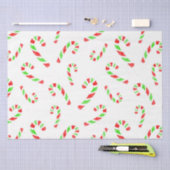 赤、緑の水の色キャンディーケーンのパターン 薄葉紙 (クラフト)