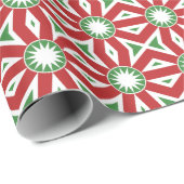 赤、緑の白い抽象芸術星の休日 ラッピングペーパー (ロールコーナー)