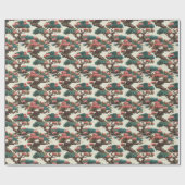 赤・緑の盆栽 –  ラッピングペーパー (フラット)