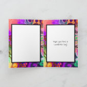 赤、緑の紫色のデジカラフルタル流体誕生日 カード (内部)