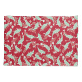 赤・緑の繰り返しモチーフ |コイ魚の柄 枕カバー (裏面)