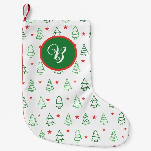 赤&緑クリスマスツリー スモールクリスマスストッキング (正面)