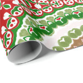 赤、緑、および暖かい金ゴールドのクリスマスマンダラ ラッピングペーパー (ロールコーナー)