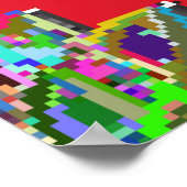 赤、緑、および色の丸いフローラ曼荼羅 ポスター (角)