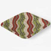 赤、緑、クリームの渦巻きと波 ペーパープレート (傾斜あり)