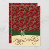 赤、緑、クリームクリスマスパーティの招待状 招待状 (正面/裏面)