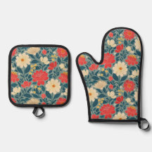 赤、緑、クリームフローラChinoiserie