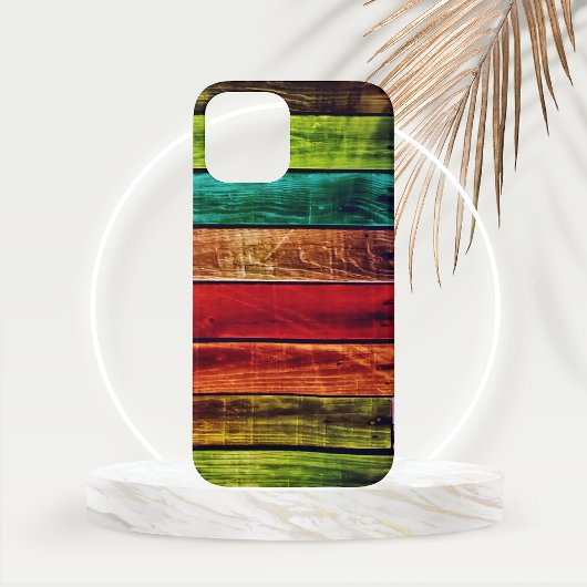 赤、緑、ティールなどに塗られた木の板 Case-Mate iPhoneケース