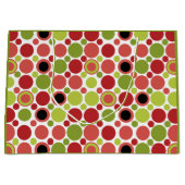 赤、緑、ピンクのレトロバブル ラージペーパーバッグ (正面)