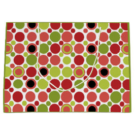 赤、緑、ピンクのレトロバブル ラージペーパーバッグ