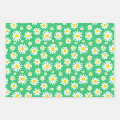 赤、緑、ピンク混合夏デイジー ラッピングペーパーシート (正面3)