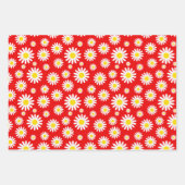 赤、緑、ピンク混合夏デイジー ラッピングペーパーシート (正面)