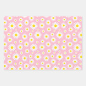 赤、緑、ピンク混合夏デイジー ラッピングペーパーシート (正面3)