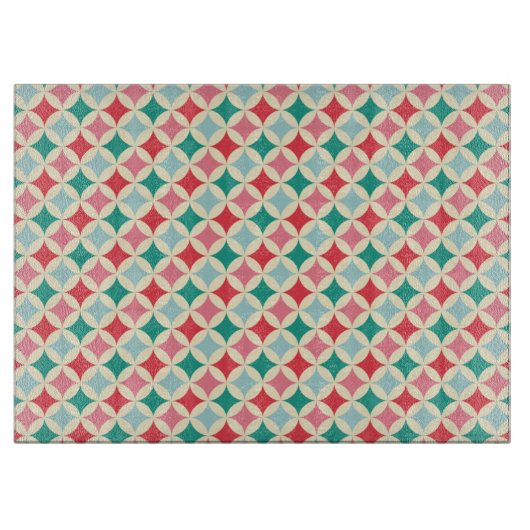 赤、緑、ピンク、およびライトブルーのダイヤモンド カッティングボード (正面)