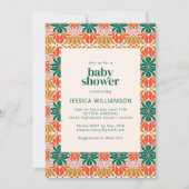 赤 緑 ピンク クリスマス ボタニカル ベビー シャワー 招待状 (正面)