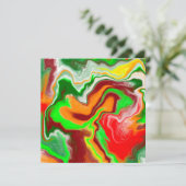 赤、緑、ブルゴーニュ大理石カラフル流芸術 カード (スタンド正面)