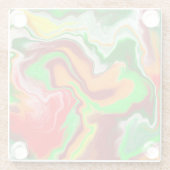 赤、緑、ブルゴーニュ大理石カラフル流芸術 ガラスコースター (裏面)