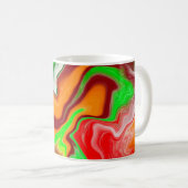赤、緑、ブルゴーニュ大理石カラフル流芸術 コーヒーマグカップ (正面右)