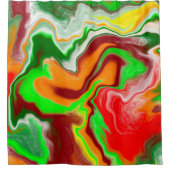 赤、緑、ブルゴーニュ大理石カラフル流芸術 シャワーカーテン (正面)