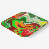 赤、緑、ブルゴーニュ大理石カラフル流芸術 ペーパープレート (傾斜あり)