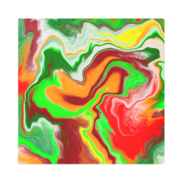 赤、緑、ブルゴーニュ大理石カラフル流芸術 メタルプリント