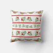 赤、緑、ベージュの蝶とクリスマスピロー クッション (裏面)