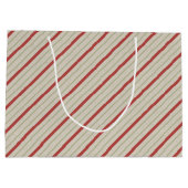 赤、緑、ベージュストライプ抱き枕 ラージペーパーバッグ (裏面)