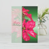 赤、緑、ポインセチアのクリスマスパーティの招待状 招待状 (スタンド正面)