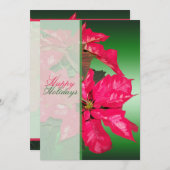 赤、緑、ポインセチアのクリスマスパーティの招待状 招待状 (正面/裏面)