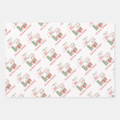 赤、緑、明るいメリークリスマスパーソナライズされた ラッピングペーパーシート (正面2)