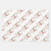 赤、緑、明るいメリークリスマスパーソナライズされた ラッピングペーパーシート (正面)