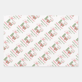 赤、緑、明るいメリークリスマスパーソナライズされた ラッピングペーパーシート