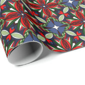 赤、緑、海軍のクリスマスフローラ ラッピングペーパー (ロールコーナー)