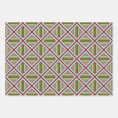 赤、緑、灰色の格子模様 ラッピングペーパーシート (正面)