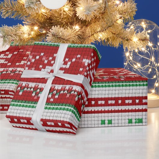 赤、緑、白い醜いクリスマスセーター ラッピングペーパー (クリスマス)