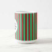 赤+緑+白のクリスマスキャンディケーンのストライプ コーヒーマグカップ (中央)